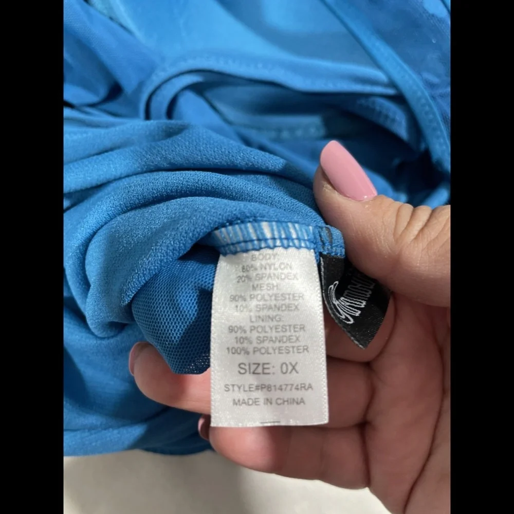 NWT Paramour Ruched Illusion Mesh‎ One-Piece Swimsuit in Blue [SZ 0X ]